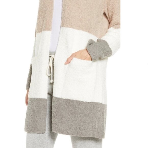 Barefoot Dreams CozyChic Long Weekend Mid-Length Colorblock Pocket Cardigan Sz M - Picture 3 of 13